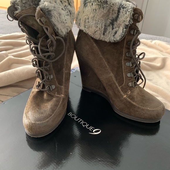 Boutique 9 Booties with Faux Fur Trim - Picture 3 of 6